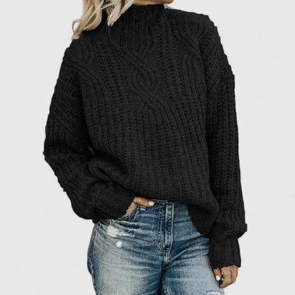 Cozy Women's Cable Knit Winter Sweater - VibreMode