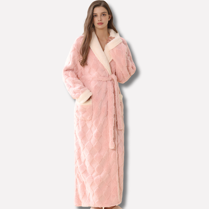 Women's Thick Hooded Flannel Bathrobe - VibreMode