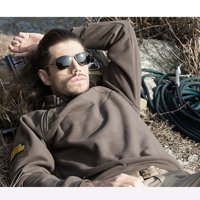 Men's Tactical Fleece Jacket High Neck Half Zip
