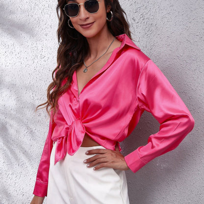 Comfortable Women's Relaxed Fit Satin Blouses