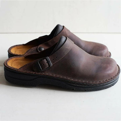 Leather Orthopedic Clogs Autumn Brown