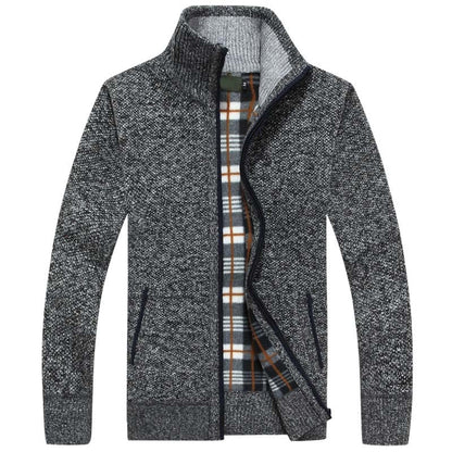 Men's Knitted Sweater Zipper Warm Gray