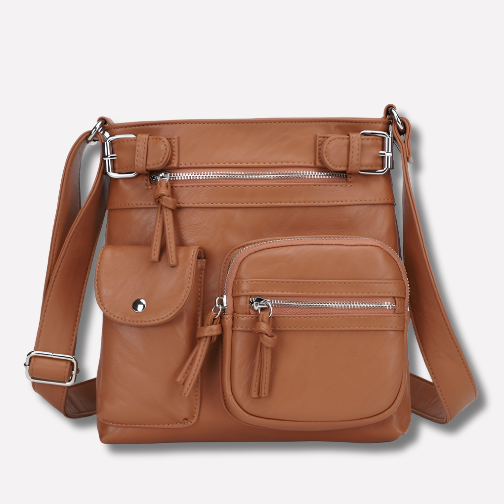 Women's Leather Shoulder Bag Multi Pocket