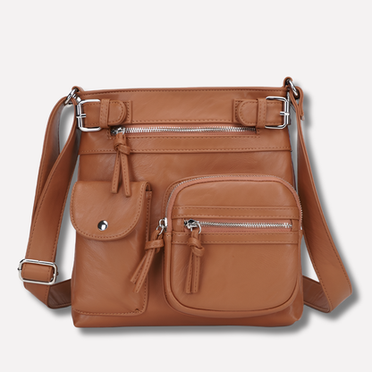 Women's Leather Shoulder Bag Multi Pocket