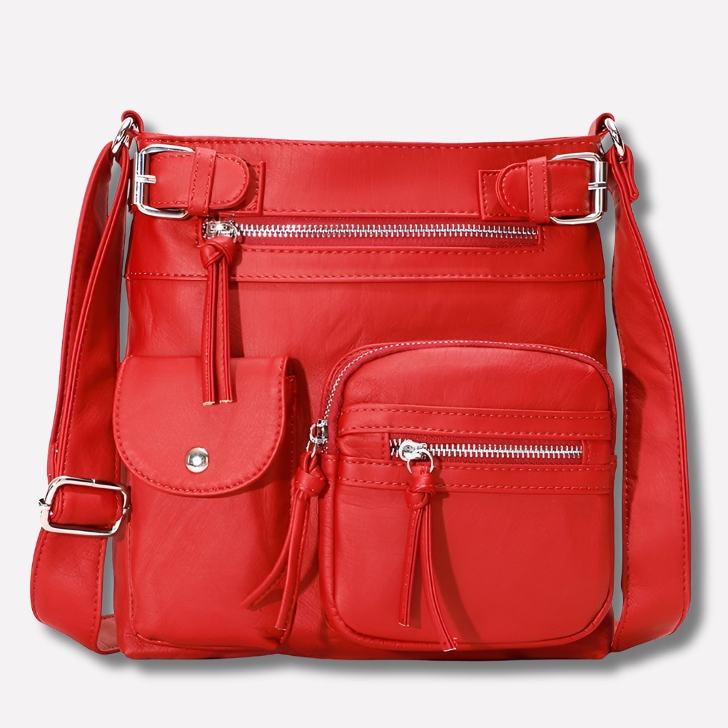Women's Leather Shoulder Bag Multi Pocket