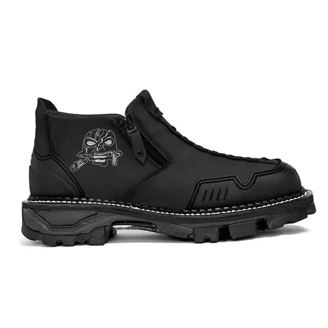 Men's Ankle Boots Skull Accent Bold Black