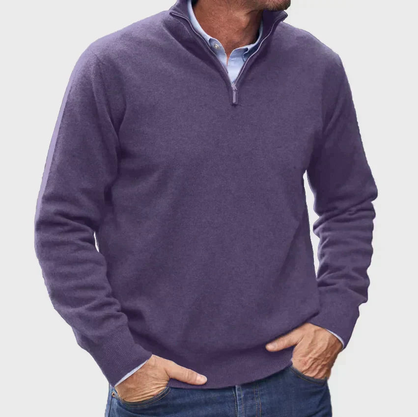 Men's Knit Half-Zip Jumper Ribbed Cuffs