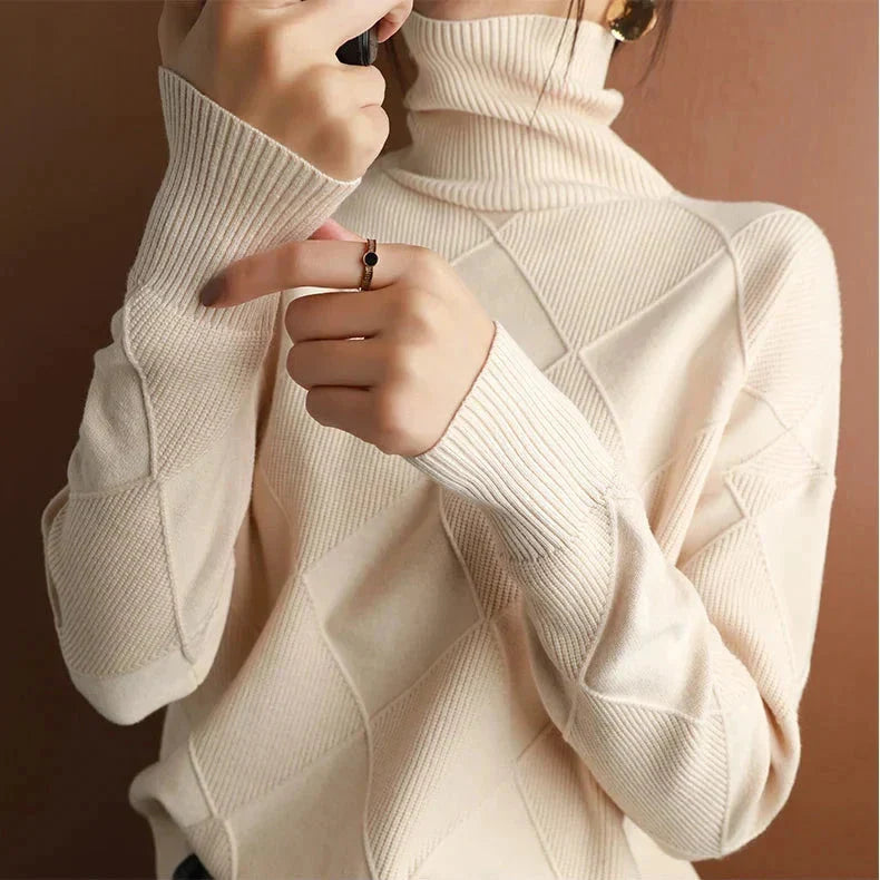 Women's Textured Knit Turtleneck Sweater