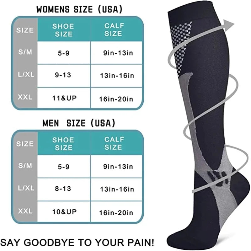 Knee High Compression Socks Support Varicose Veins Relief