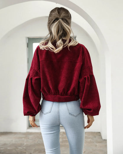 Calvi Women's Corduroy Blend Cropped Jacket