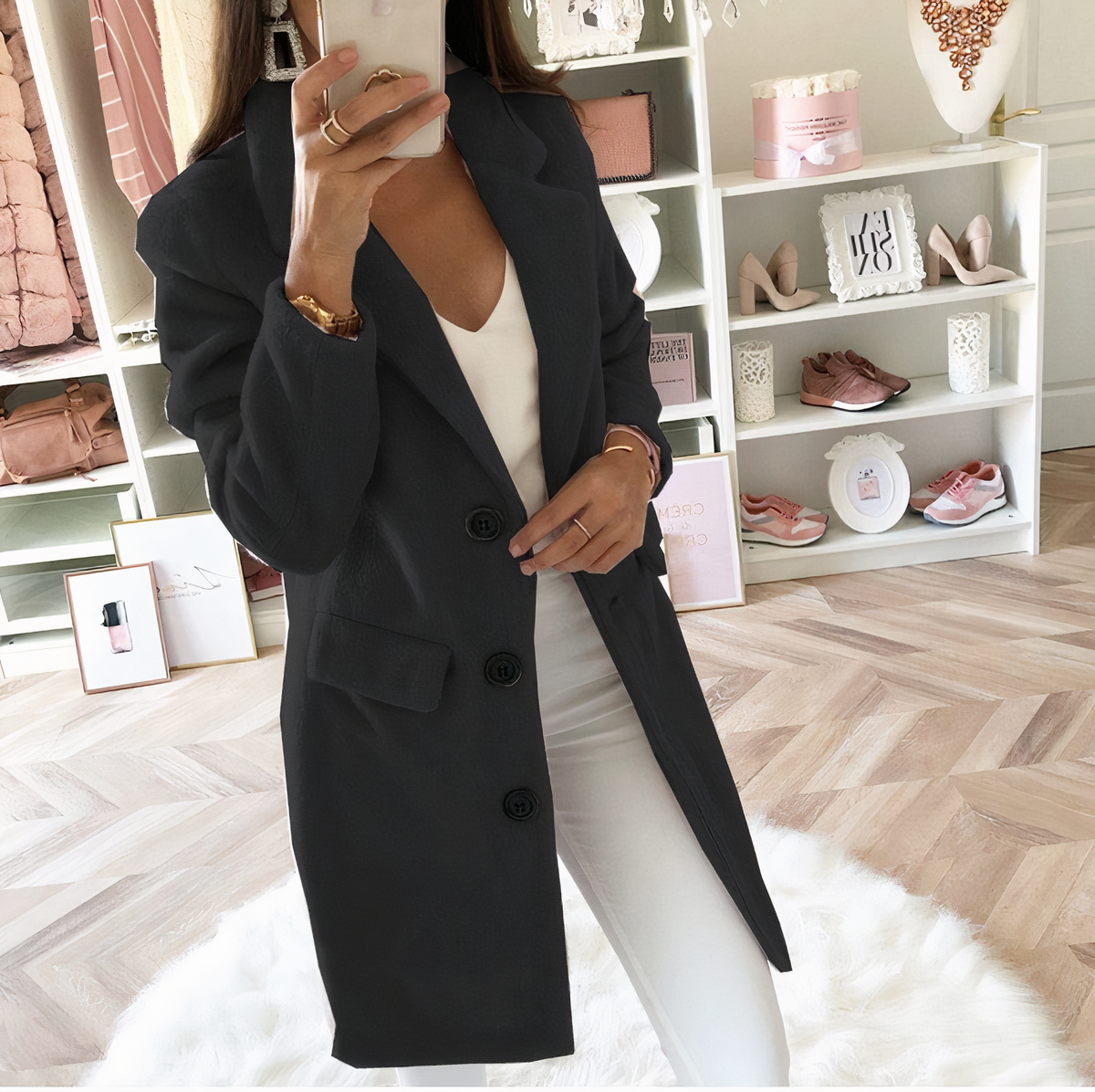 Women's Double Breasted Coat Button Front