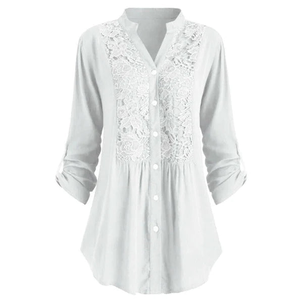 Feminine Ruffle Front Women Blouse