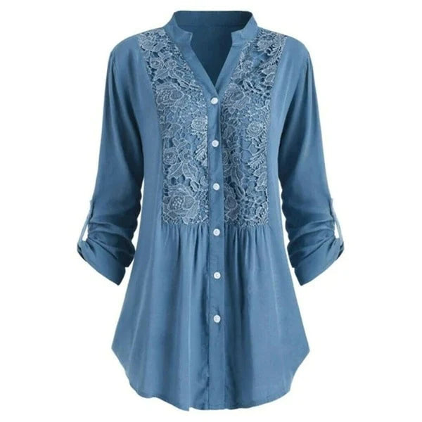 Feminine Ruffle Front Women Blouse