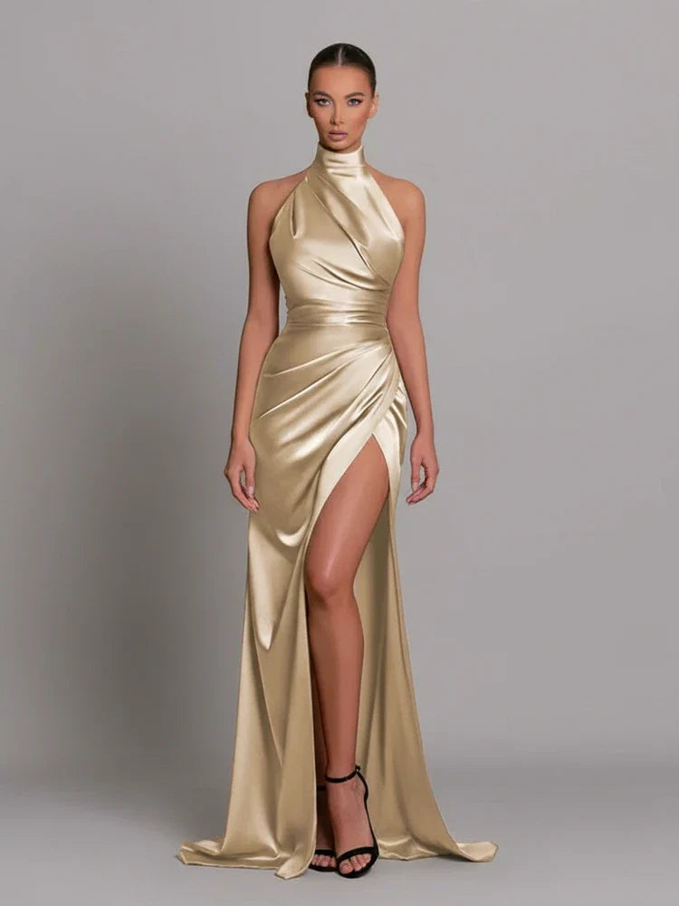 Women's Halter Maxi Dress Bodycon