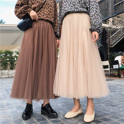 Women's Long Autumn Tulle Skirt