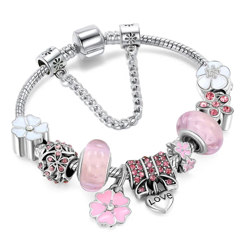 Electroplated Alloy Love Charm Bracelet