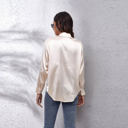 Relaxed Fit Women's Satin Office Blouses