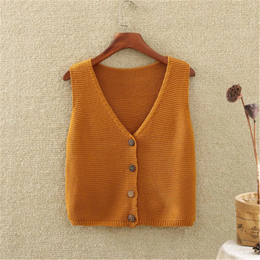 Women's Knit Button Vest