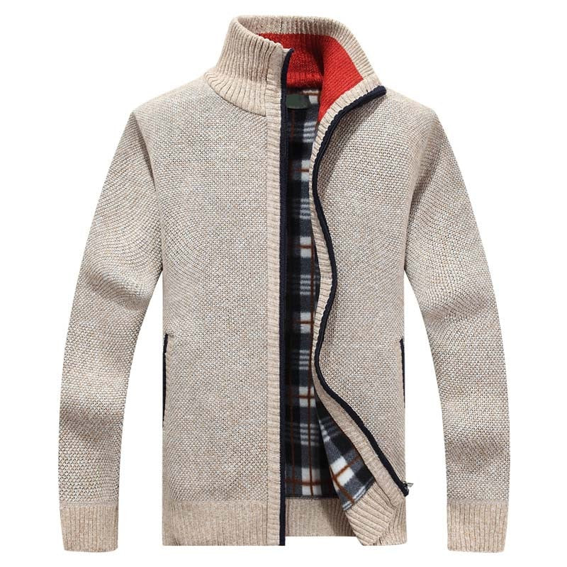 Men's Knitted Sweater Zipper Warm Gray - VibreMode