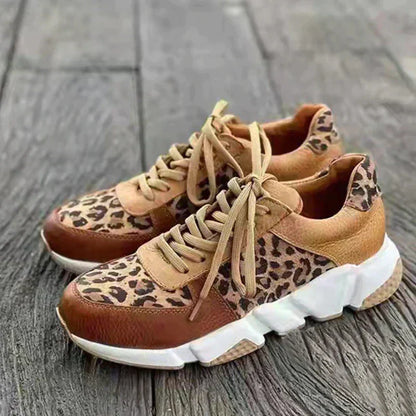Trendy Leopard Lace Up Sneakers for Women