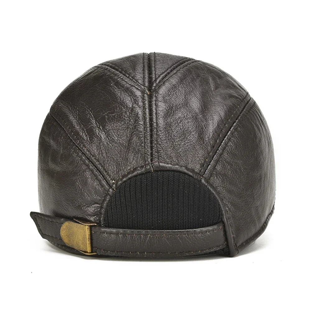 Authentic Brown Leather Baseball Cap
