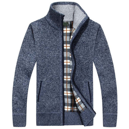 Men's Knitted Sweater Zipper Warm Gray