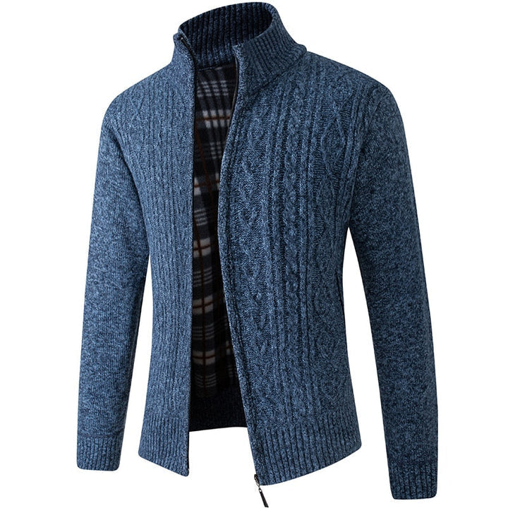 Men's Knitted Sweater Zipper Warm Gray