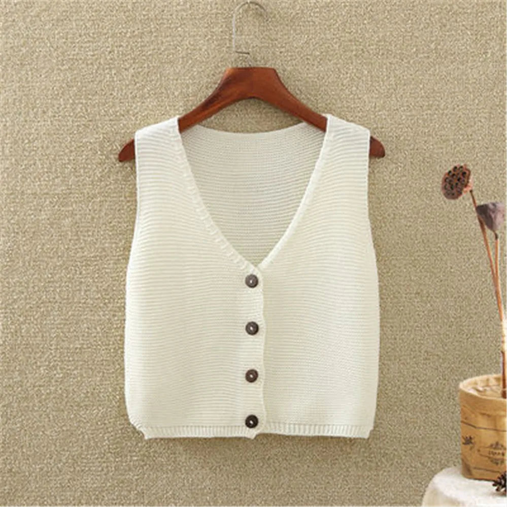 Women's Knit Button Vest