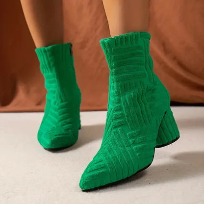 Women's Block Heel Boots Solid Color