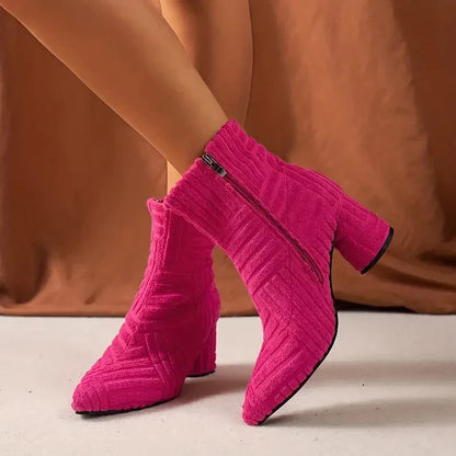 Women's Block Heel Boots Solid Color