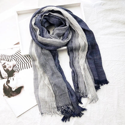 Cotton Linen Blend Scarf Lightweight Neutral - VibreMode