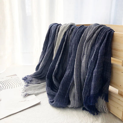 Heritage Stripe Cotton-Linen Blend Scarf: Lightweight, Versatile, All-Season Style