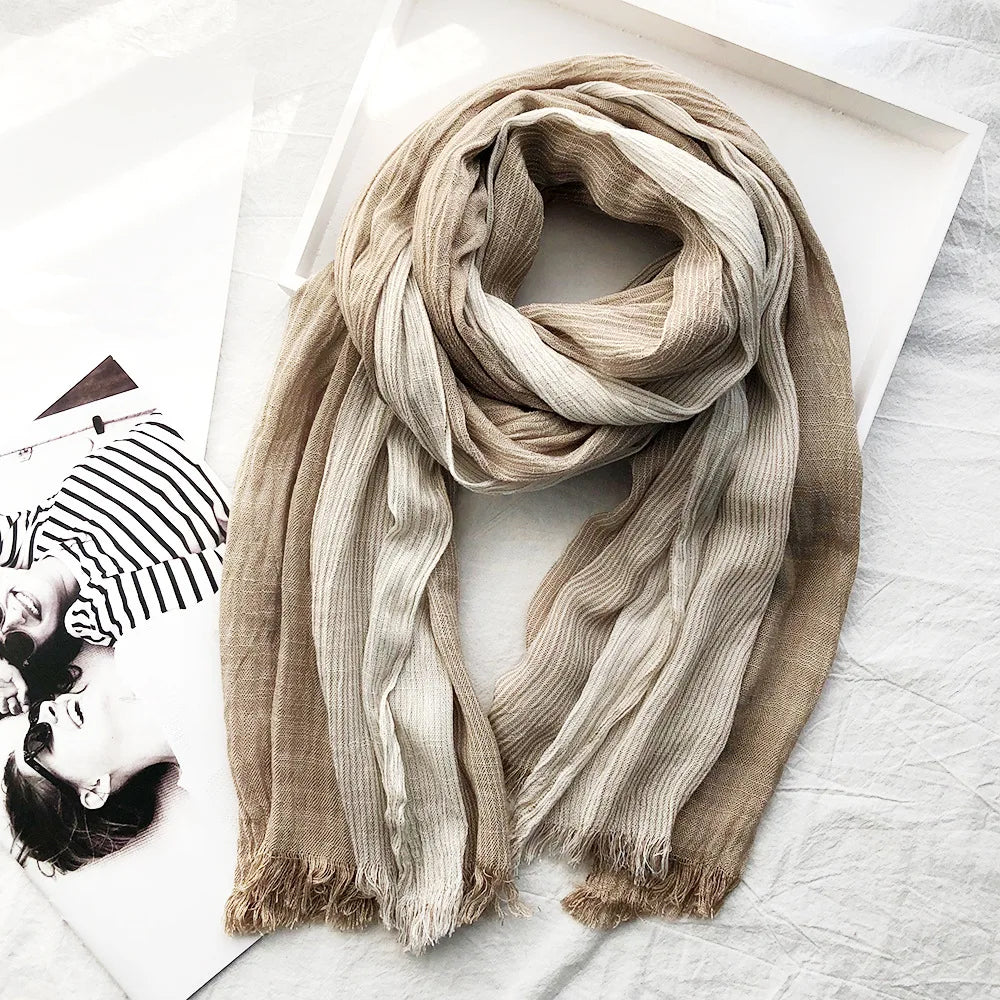 Heritage Stripe Cotton-Linen Blend Scarf: Lightweight, Versatile, All-Season Style