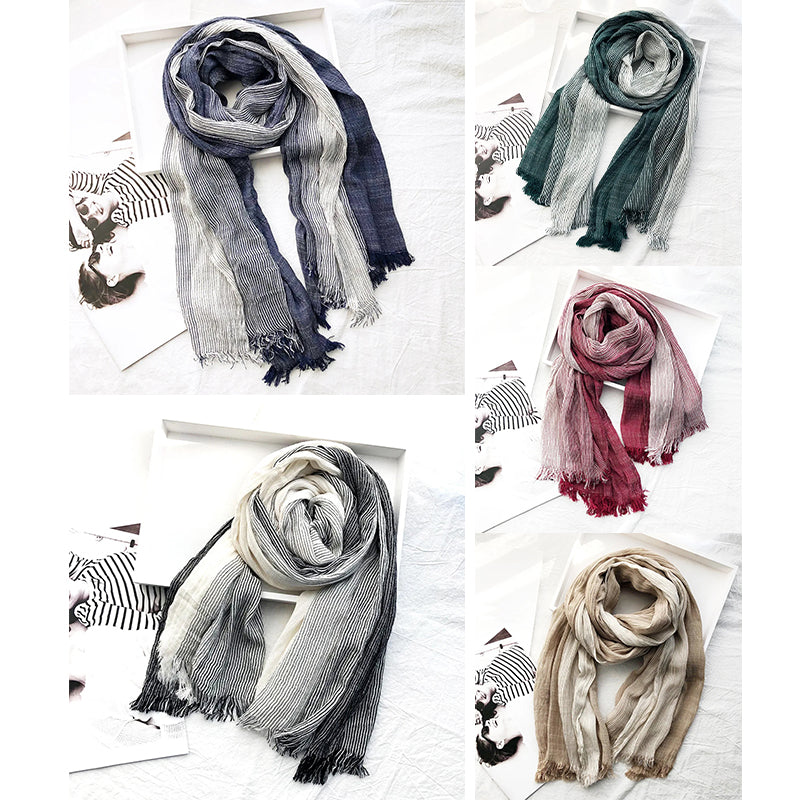 Heritage Stripe Cotton-Linen Blend Scarf: Lightweight, Versatile, All-Season Style
