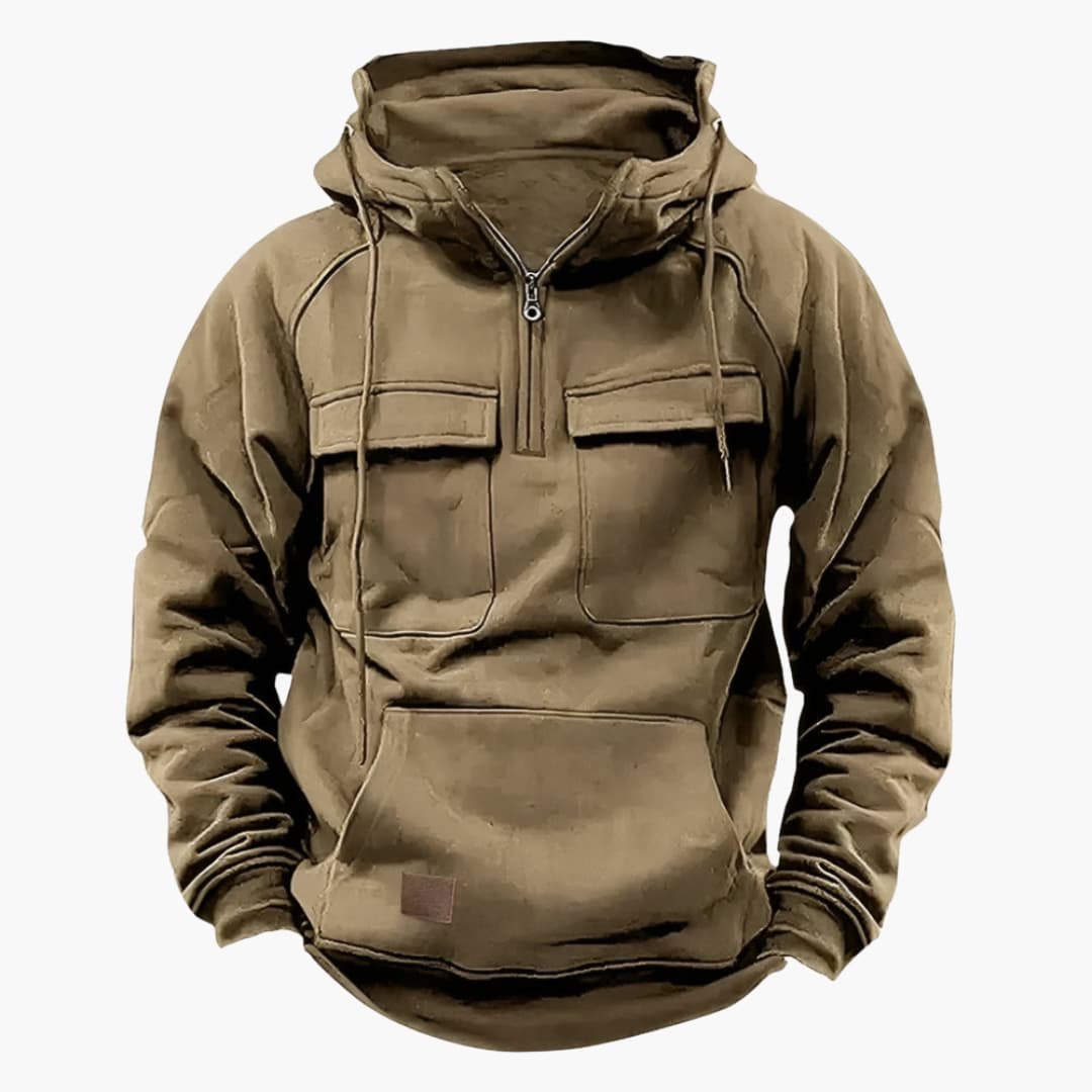 Men's Half-Zip Hoodie Chest Pockets - VibreMode