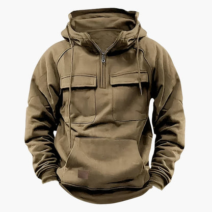 Men's Half-Zip Hoodie Chest Pockets - VibreMode
