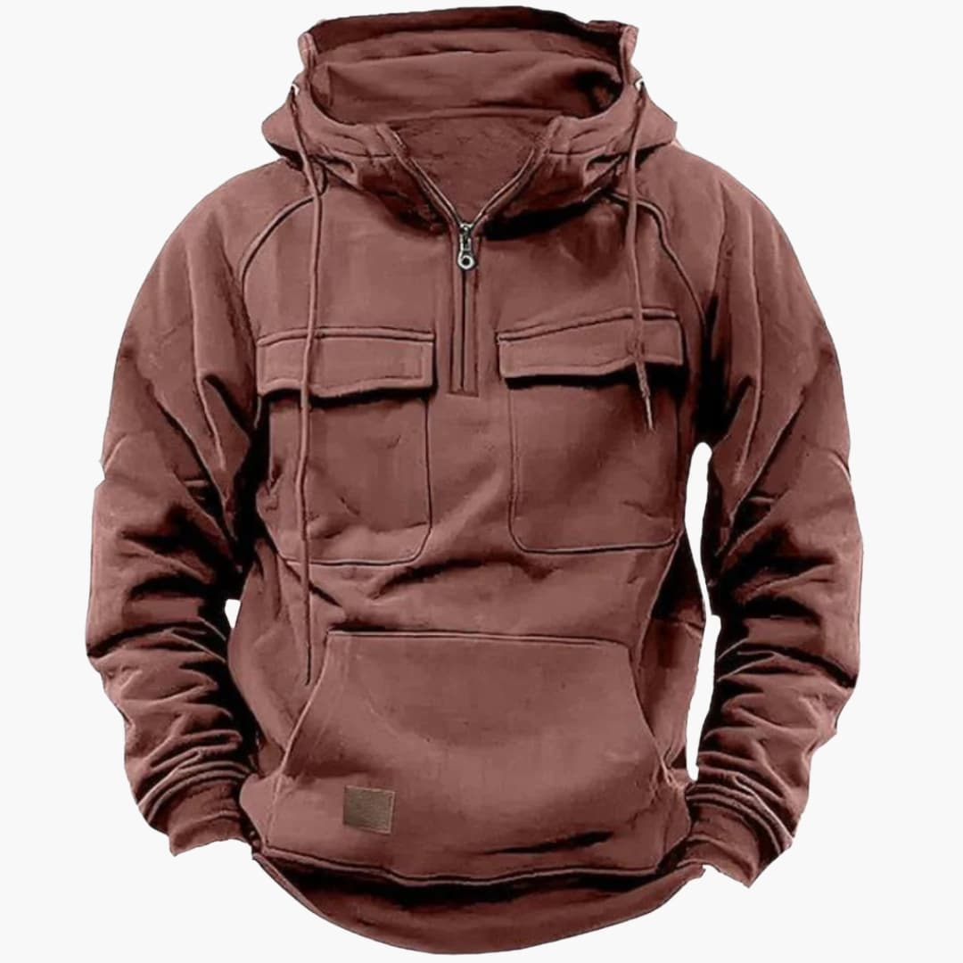 Men's Half-Zip Hoodie Chest Pockets