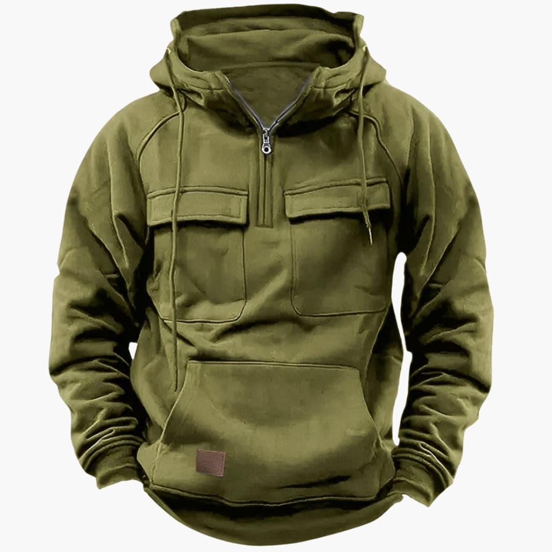 Men's Half-Zip Hoodie Chest Pockets