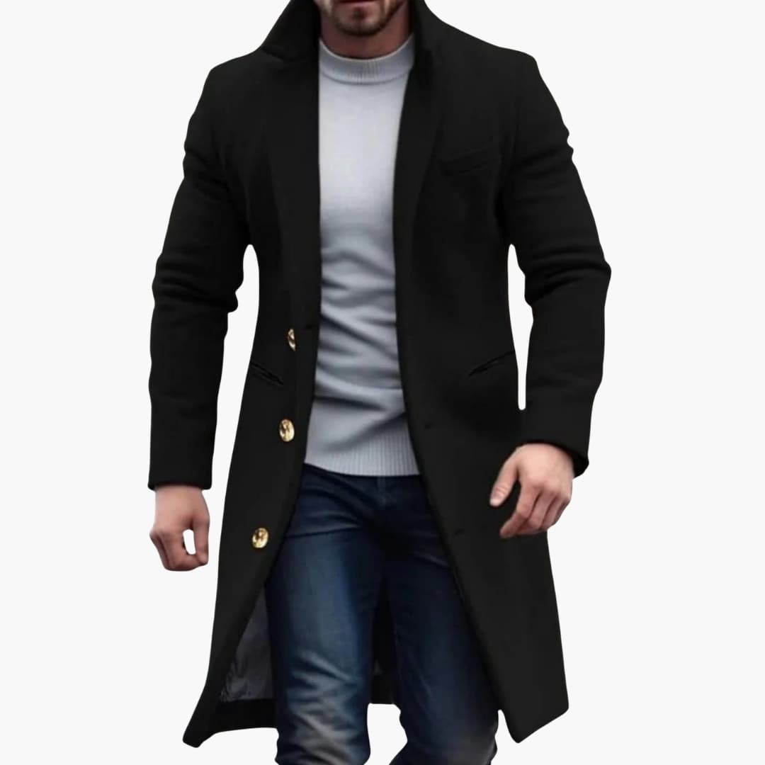 Men's Long Button Coat - VibreMode