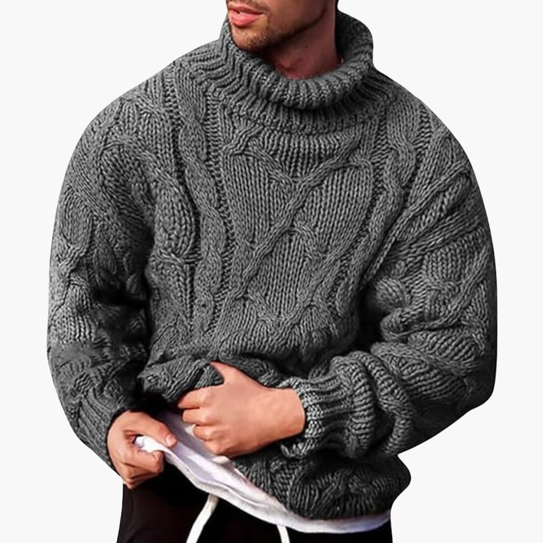 Men's Classic Turtleneck Knit Sweater Pullover - VibreMode