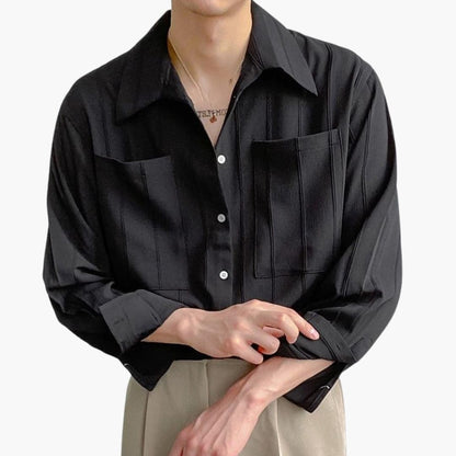 Men's Crew Neck T-Shirt Ribbed Texture - VibreMode
