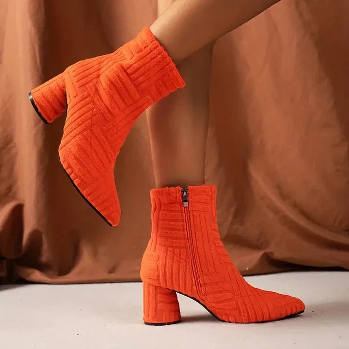 Women's Block Heel Boots Solid Color