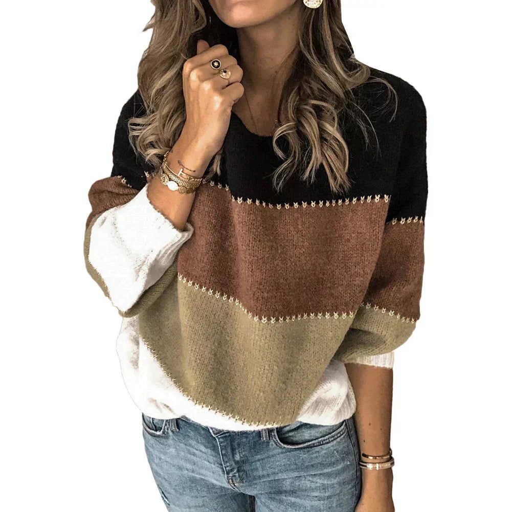 Women's Pastel Color Block Spring Sweater