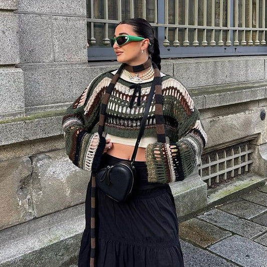 Women's Short Crocheted Sweater - VibreMode