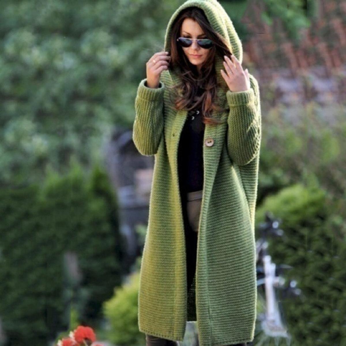 Ladies Lightweight Hooded Open Cardigan