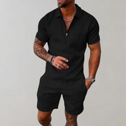 Men's Summer Shorts Polo Set