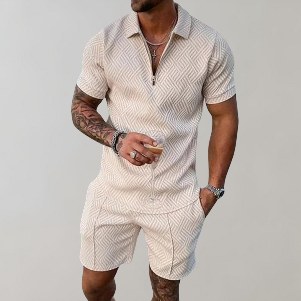 Men's Summer Shorts Polo Set