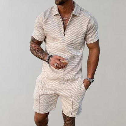 Men's Summer Shorts Polo Set