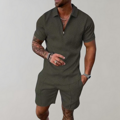 Men's Summer Shorts Polo Set