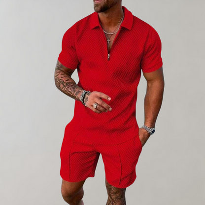 Men's Summer Shorts Polo Set